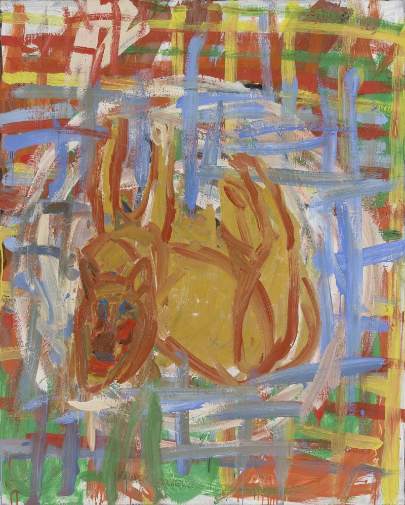 Das Motiv: Asgers Besuch, 1988, huile sur toile © Georg Baselitz / Photo : Jochen Littkemann