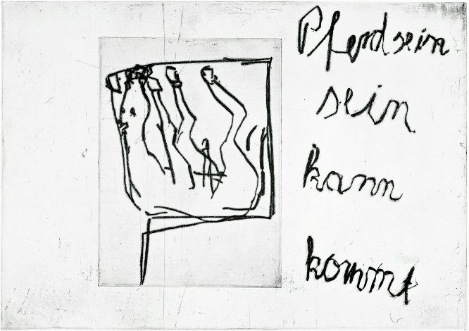 Pferd sein / sein / kann / kommt, 2 plaque ; pointe sèche © Georg Baselitz