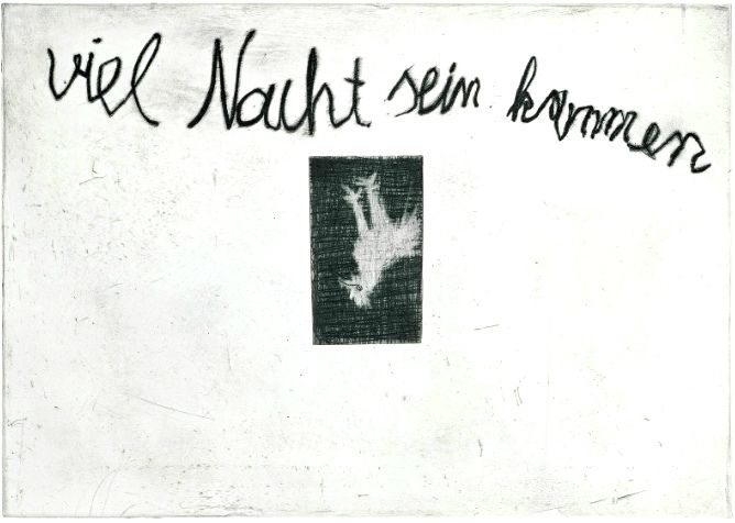 Viel Nacht sein kommen, 2 plaques ; pointe sèche et brunissoir © Georg Baselitz