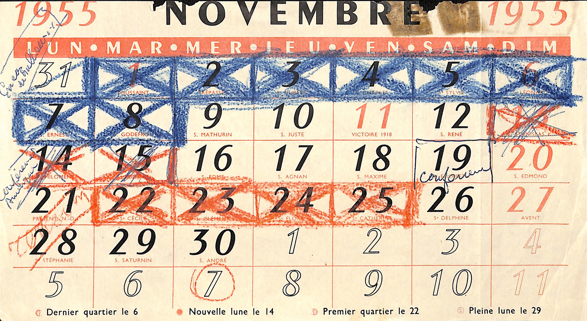 Calendrier d’écriture du roman En cas de malheur, 1955 © Simenon.TM, Collection Fonds Simenon, Université de Liège